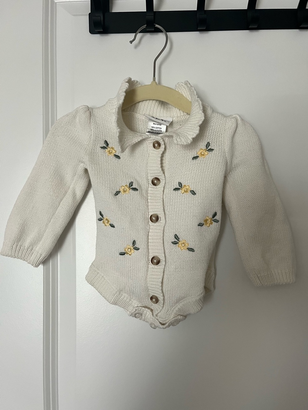 Nicole Miller New York Girls 0/3 Newborn Knit Floral Sweater Onesie
